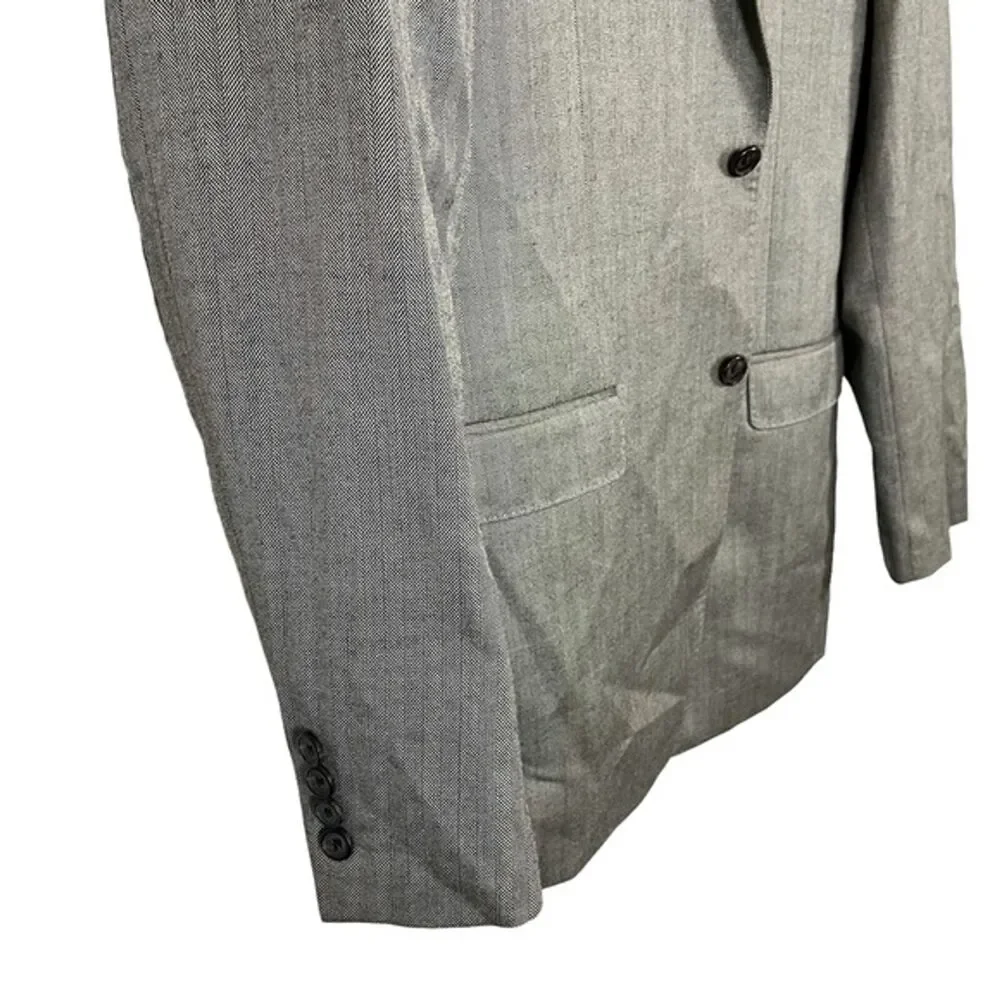 Lauren Ralph Lauren Slim Men's Herringbone Silk Wool 2 Button Blazer Jacket 40 L